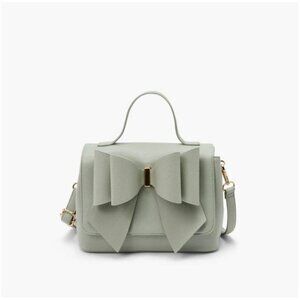 LIKE DREAMS/GROSSI Eva double bowtie leather top handle crossbody -MINT GREEN